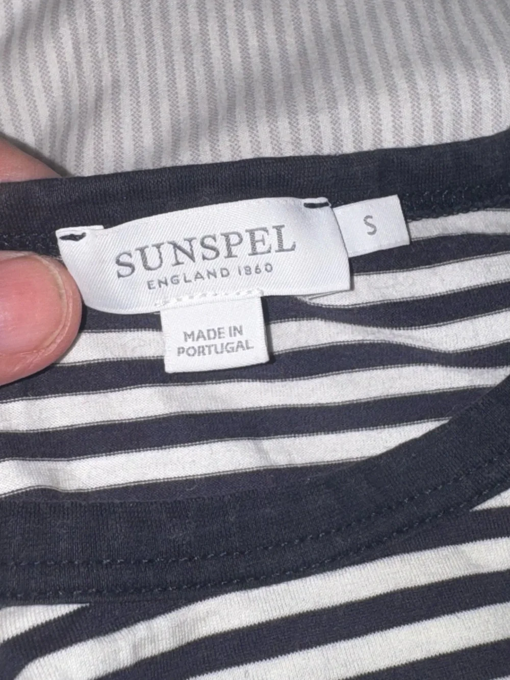 Sunspel Navy & White Striped Men's Undershirt